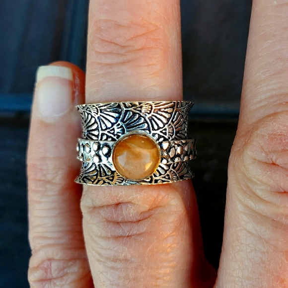 New Natural Sunstone 925 Silver Spinner Ring. - Picture 1 of 16